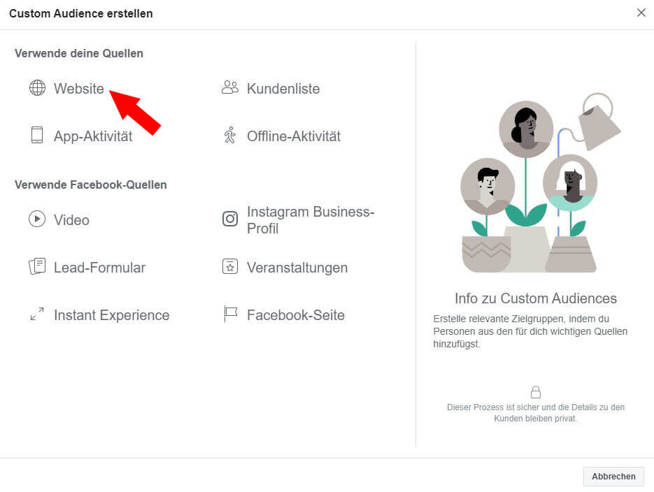 Facebook Custom Audience Schritt 3