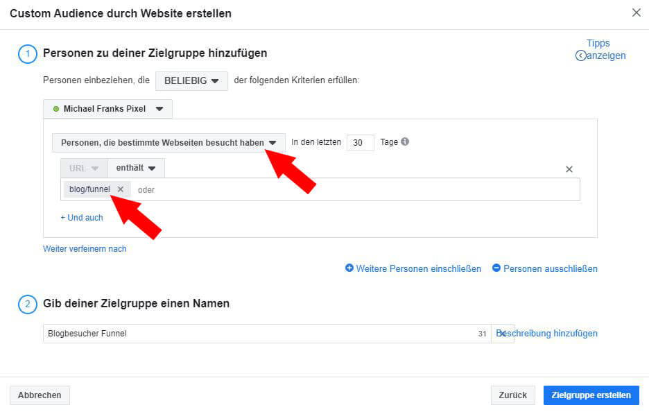 Facebook Custom Audience Schritt 4