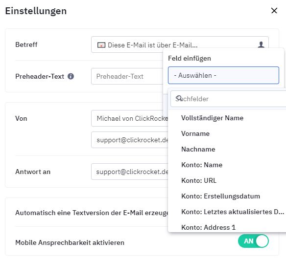 Personalisierung E-Mail Betreffzeile